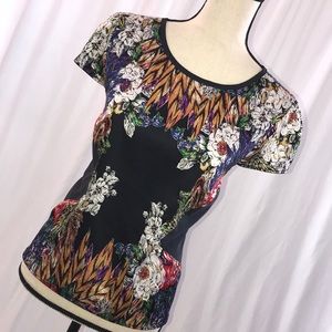 Colorful NICOLE MILLER Cap Sleeve Blouse